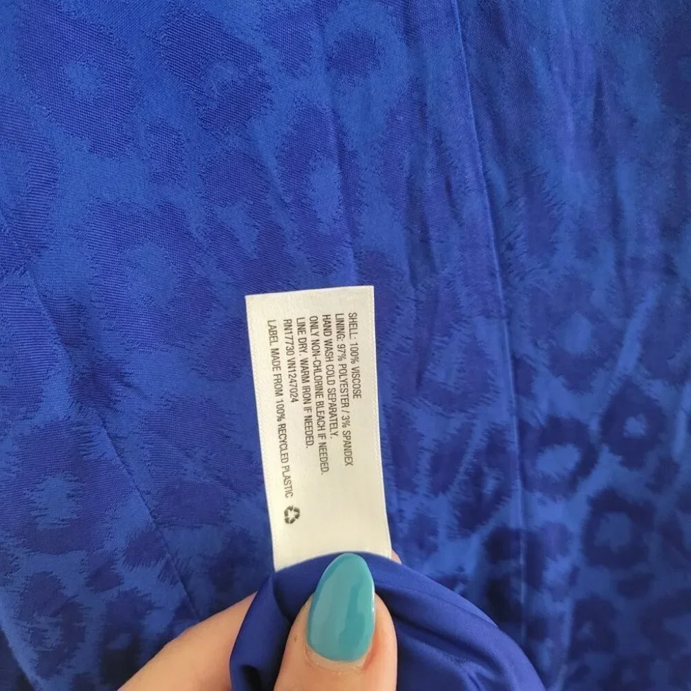 NWT CUSHNIE for Target Leopard Print Wrap Slip Dress Satin Sexy Royal Blue Sz 2 - Picture 10 of 14